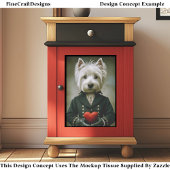 Cute Victorian Westie Dog, Red Heart ES9 Decoupage Tissuepapier