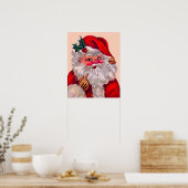 Cute vinage santa claus 2 poster (Keuken)
