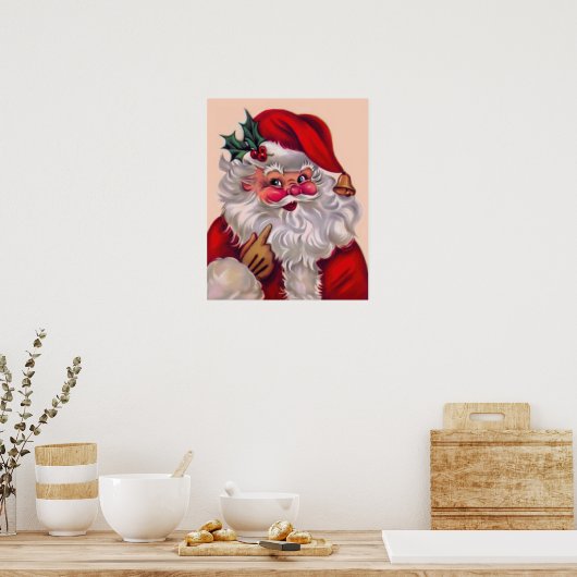 Cute vinage santa claus 2 poster (Keuken)
