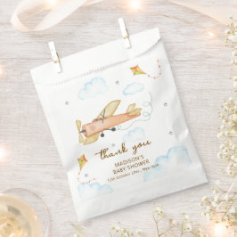 Cute Vintage Aviator Airplane Baby Shower Bedankzakje