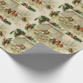 Cute Vintage Baby Robins Cadeaupapier (Hoek)