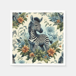 Cute Vintage Baby Zebra Watercolor Servet