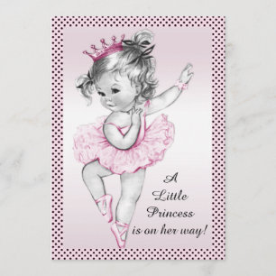 Cute Vintage Ballerina Princess Baby shower Kaart