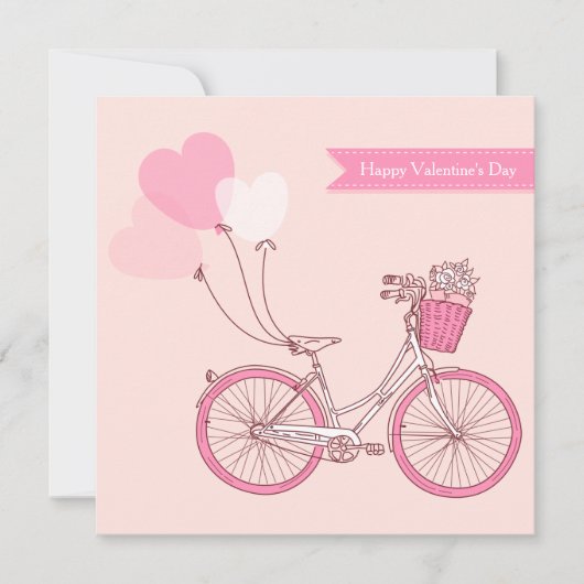 Cute Vintage Bicycle Happy Valentine's Day Feestdagenkaart (Voorkant)