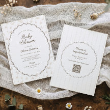 Cute Vintage Bloemige Tane Ovale Frame Baby Shower