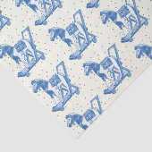 Cute Vintage Blue Hobby Horse Pattern Tissuepapier (Detail)