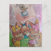 Cute Vintage Bunnies and Mouse Collage Briefkaart (Voorkant)