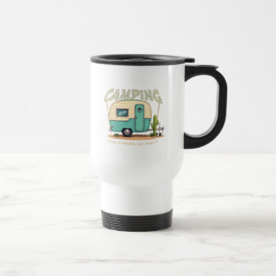 Cute Vintage Camper en Camping Quote Reisbeker