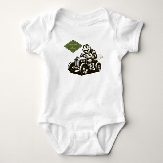 Cute vintage cartoon schildpad racer Tri-Blend shi Romper (Voorkant)