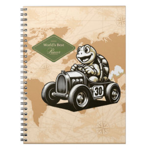 Cute vintage cartoon schildpad renner Tri-Blend sh Notitieboek