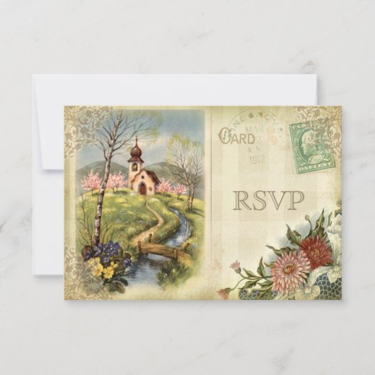 Cute Vintage Church RSVP Wedding (Voorkant)