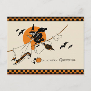 Cute Vintage Clothesline Witch Briefkaart