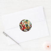 Cute Vintage Elven Fairy Children Christmas Ronde Sticker (Envelop)