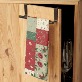 Cute Vintage Geïnspireerde Kerst Keukenhanddoek