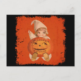 Cute Vintage Halloween Greetings Pumpkin Briefkaart