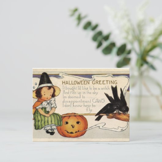 Cute Vintage Happy Halloween Greeting Briefkaart (Staand voorkant)