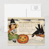 Cute Vintage Happy Halloween Greeting Briefkaart (Voorkant / Achterkant)