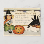Cute Vintage Happy Halloween Greeting Briefkaart (Voorkant)