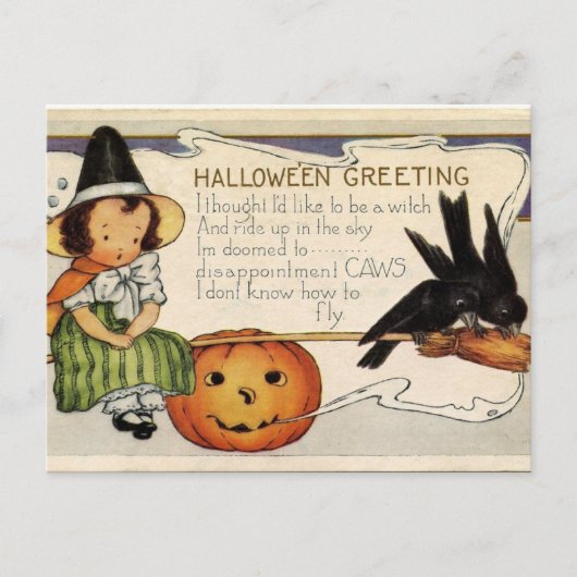 Cute Vintage Happy Halloween Greeting Briefkaart (Voorkant)