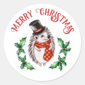 Cute Vintage Hedegel Waterverf Winter Holiday Ronde Sticker (Voorkant)