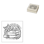Cute Vintage Kat Bibliotheek Rubberstempel (Gestempeld)