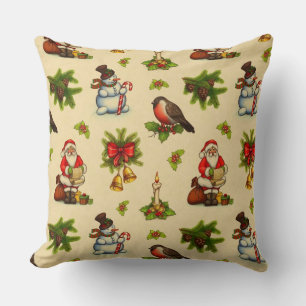 Cute Vintage Kerst Elementen Worp Kussen