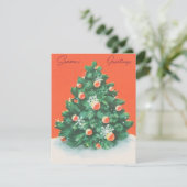 Cute Vintage-kerstboom met ornamenten erop (Staand voorkant)
