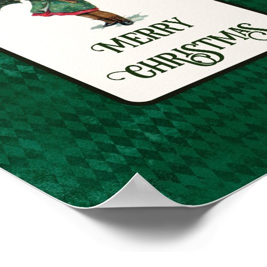 Cute Vintage-kerstcadeaudag Poster (Hoek)