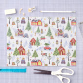 Cute Vintage-kerstdorp met kerstboom Tissuepapier (Craft)