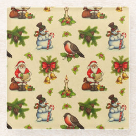 Cute Vintage-kerstelementen Glass Onderzetter