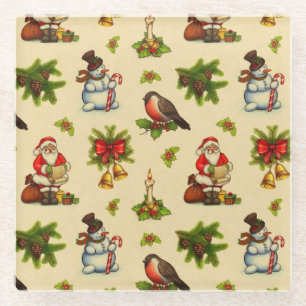 Cute Vintage-kerstelementen Glass Onderzetter