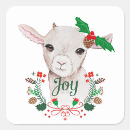 Cute Vintage-kerstgeit - Joy Vierkante Sticker