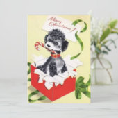 Cute Vintage-kersthond Feestdagenkaart (Staand voorkant)