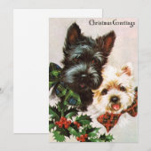 Cute Vintage-kersthonden Feestdagenkaart (Voorkant / Achterkant)