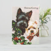 Cute Vintage-kersthonden Feestdagenkaart (Staand voorkant)