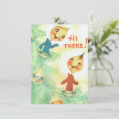 Cute Vintage-kerstkaarsen Gezegde Hi Feestdagenkaart (Staand voorkant)
