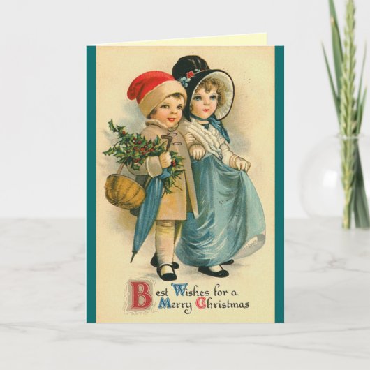 Cute Vintage-kerstkaart Feestdagen Kaart (Voorkant)