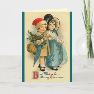 Cute Vintage-kerstkaart Feestdagen Kaart