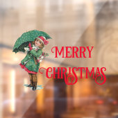 Cute Vintage-kerstmeisje Raamsticker (Vel 2)