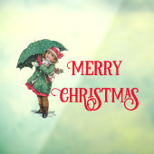 Cute Vintage-kerstmeisje Raamsticker (Vel 3)