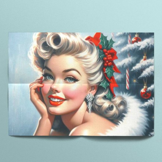 Cute Vintage-kerstmeisje Tissuepapier