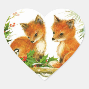 Cute Vintage-kerstmeloenen Hart Sticker