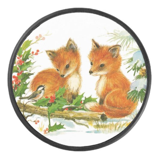 Cute Vintage-kerstmeloenen Hockey Puck (Voorkant)