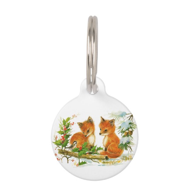 Cute Vintage-kerstmeloenen Huisdierpenning (Voorkant)