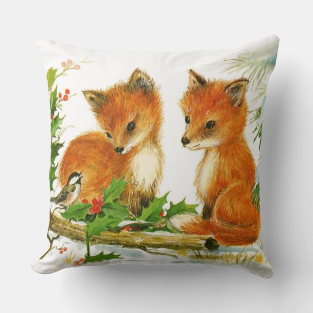 Cute Vintage-kerstmeloenen Kussen (Voorkant)