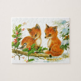 Cute Vintage-kerstmeloenen Legpuzzel