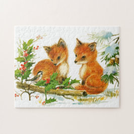 Cute Vintage-kerstmeloenen Legpuzzel