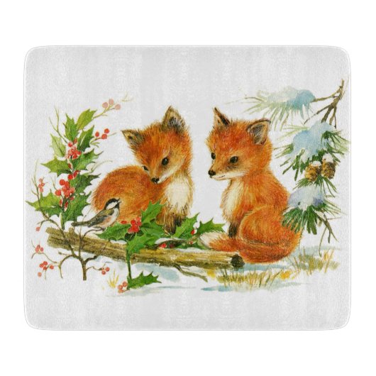 Cute Vintage-kerstmeloenen Snijplank (Voorkant)