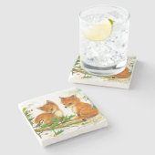 Cute Vintage-kerstmeloenen Stenen Onderzetter (Zijkant)