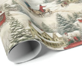 Cute Vintage Kerstmis Cadeaupapier (Rol Hoek)